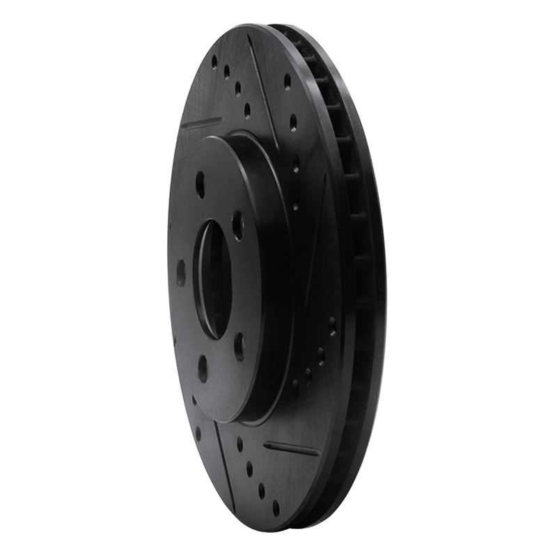 Chrysler Neon Brake Rotor (1) - Front Right - R1 Concepts - Drilled & Slotted - Black - `00-`05